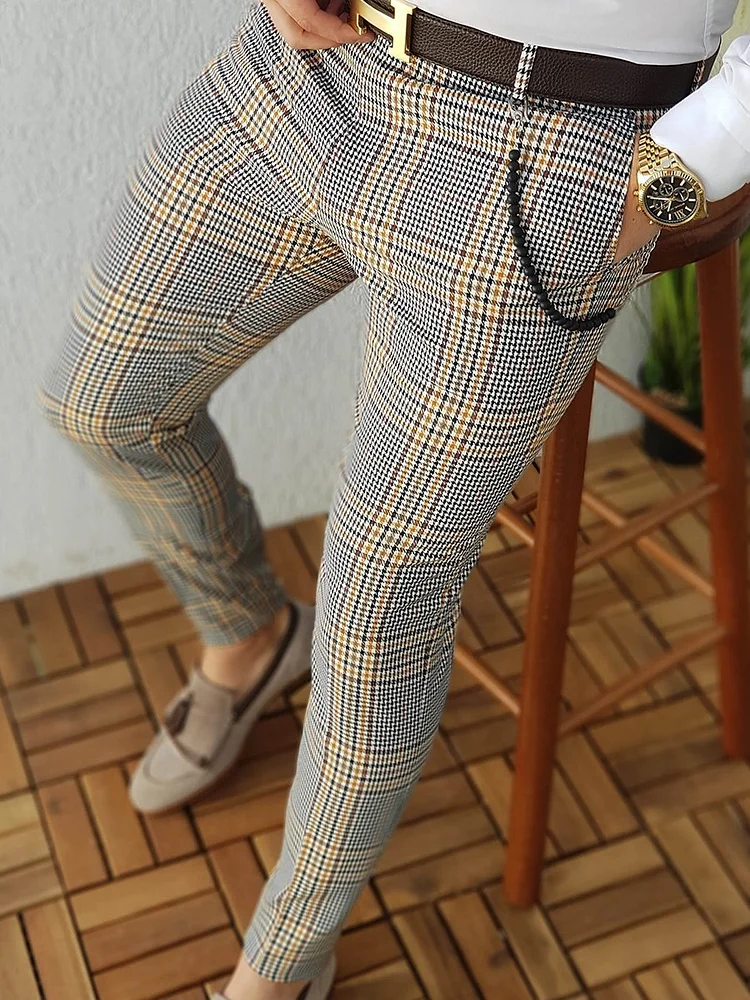 Men's Retro Plaid Casual Pants