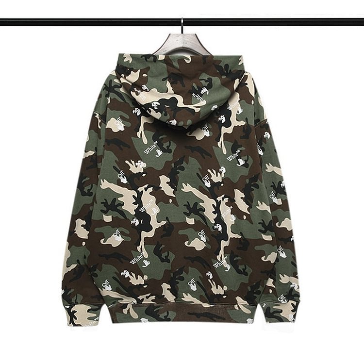 off White Hoodie Autumn and Winter Camouflage Cotton Terry Sweater Ow Men and Women Baggy Coat