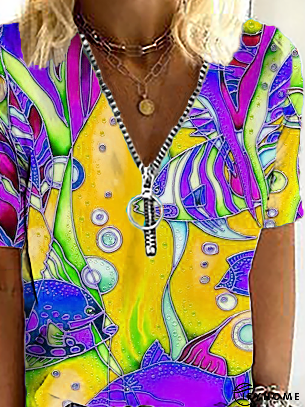 Plus size Printed Short Sleeve Tops | IFYHOME