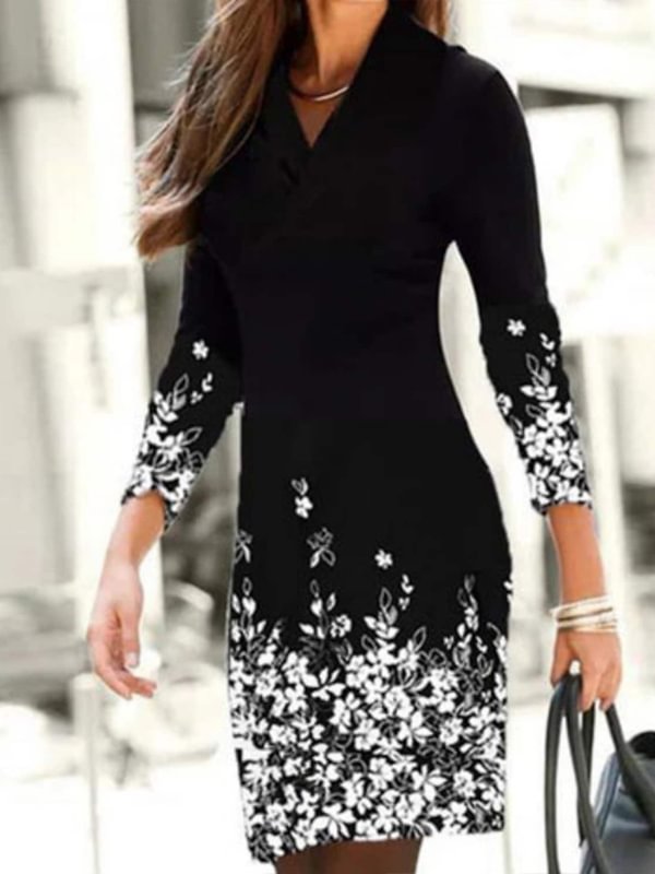 Fashion pattern print slim dress