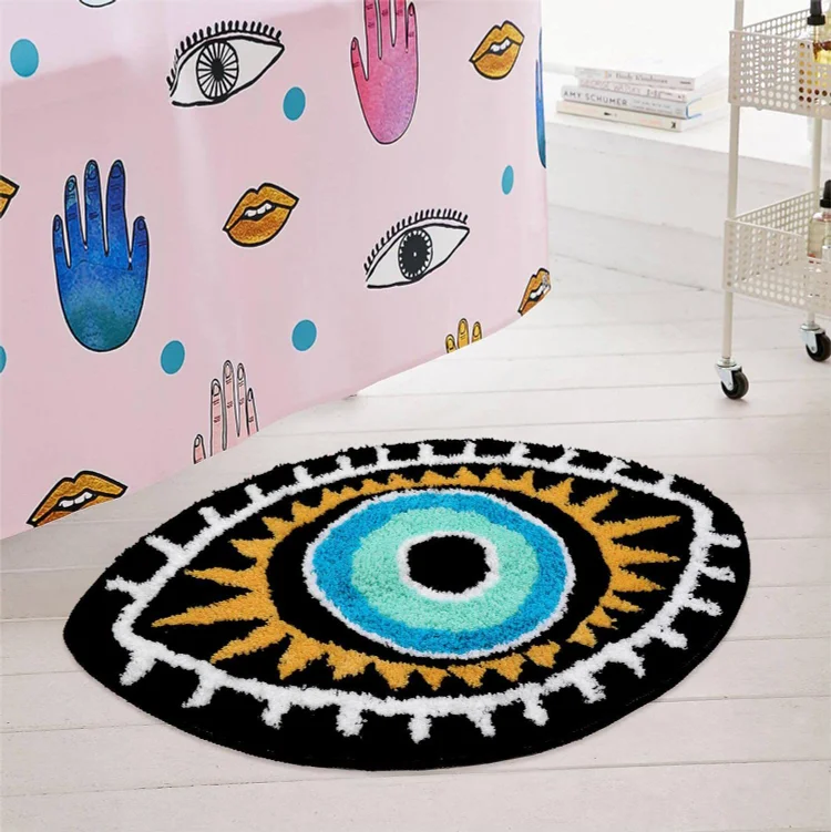 Olivenorma Black Evil Eye Bathroom Non-slip Rug Washable Carpet