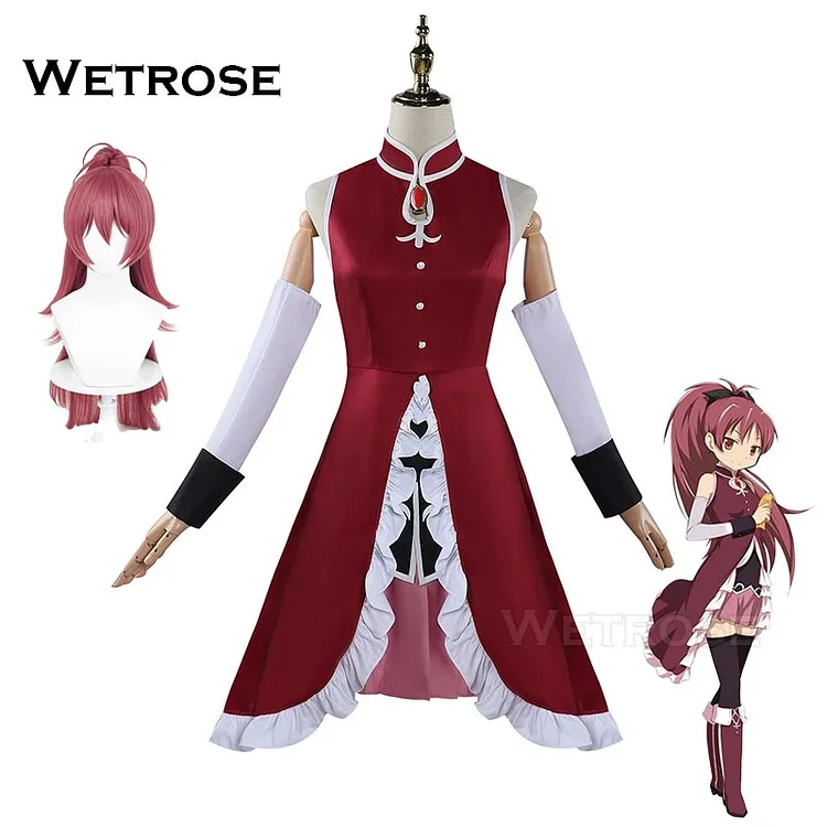 【Wetrose】 Kyoko Sakura Cosplay Costume Puella Magi Magic Magical Girl Magica Madoka Magic Full Set Wig Halloween Cos