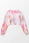 Paradise Leaf Print Long Sleeve Crop Sweatshirt