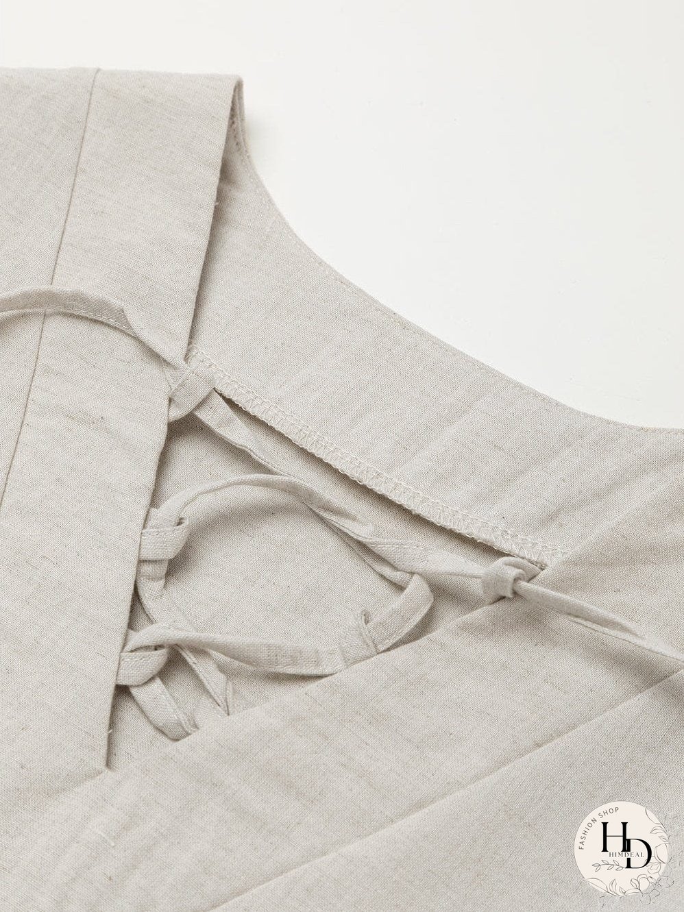 Elegant Beige Bubble Sleeve V-Neck Short Shift Dress