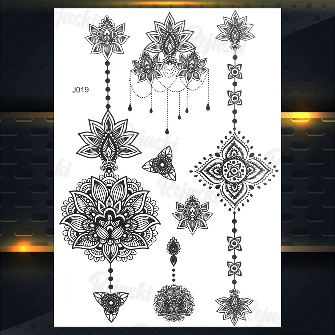 Sdrawing Elephant Pendant Temporary Tattoos For Women Men Lion Butterfly Snake Feather Fake Tattoo Sticker Glamour Back Body Tatoos