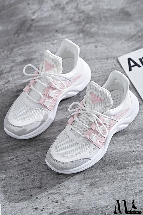 MidiSono - Chunky Mesh Two Tone Lace Up Sneakers