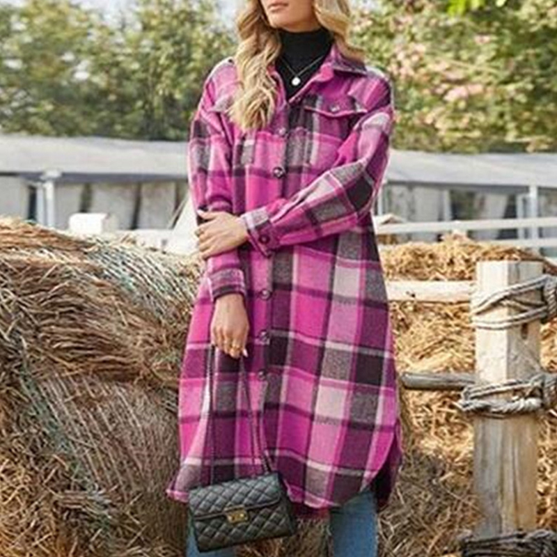 Casual Loose Plaid Long Coat wearshes