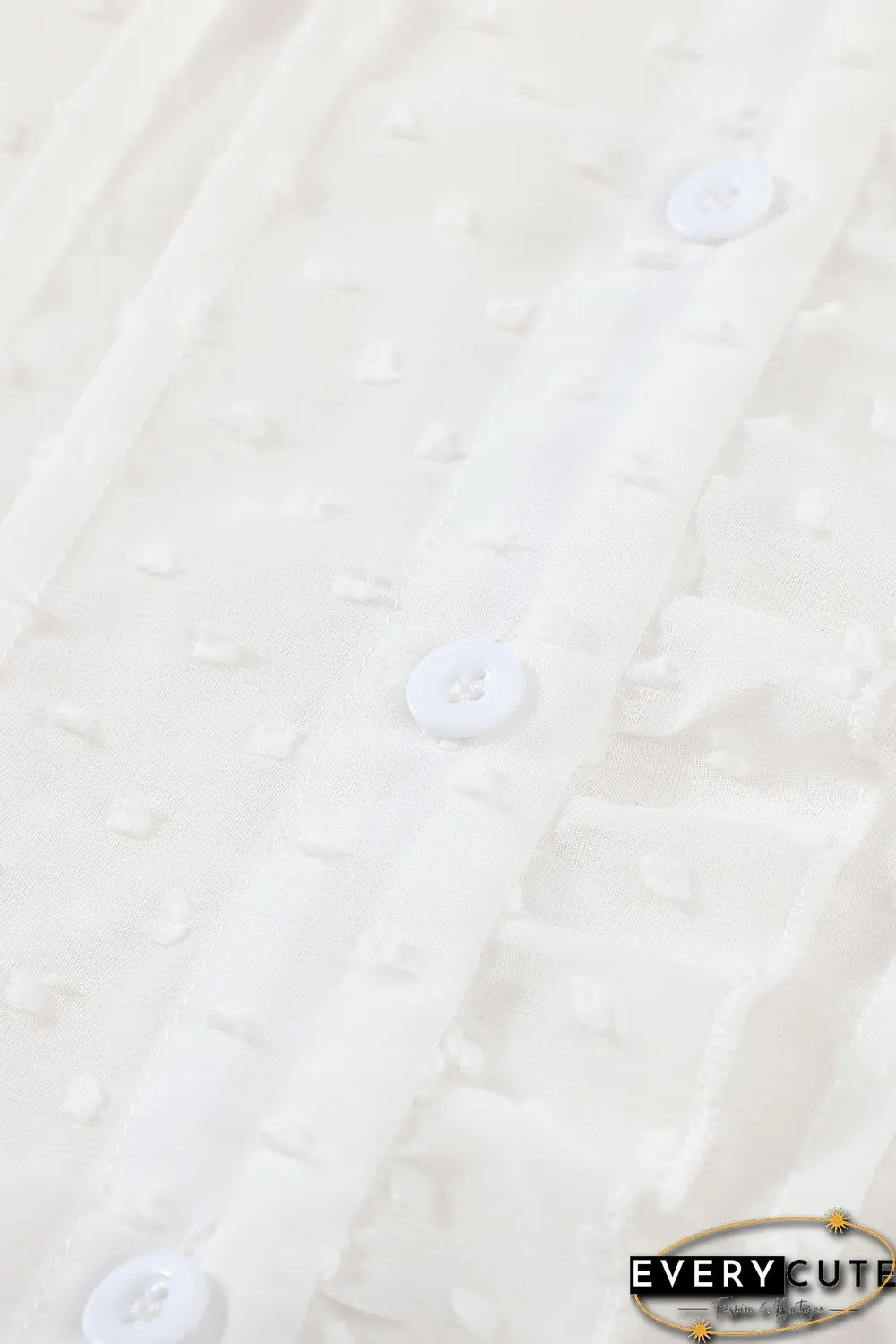 White Polka Dot Ruffled Buttoned Shirt