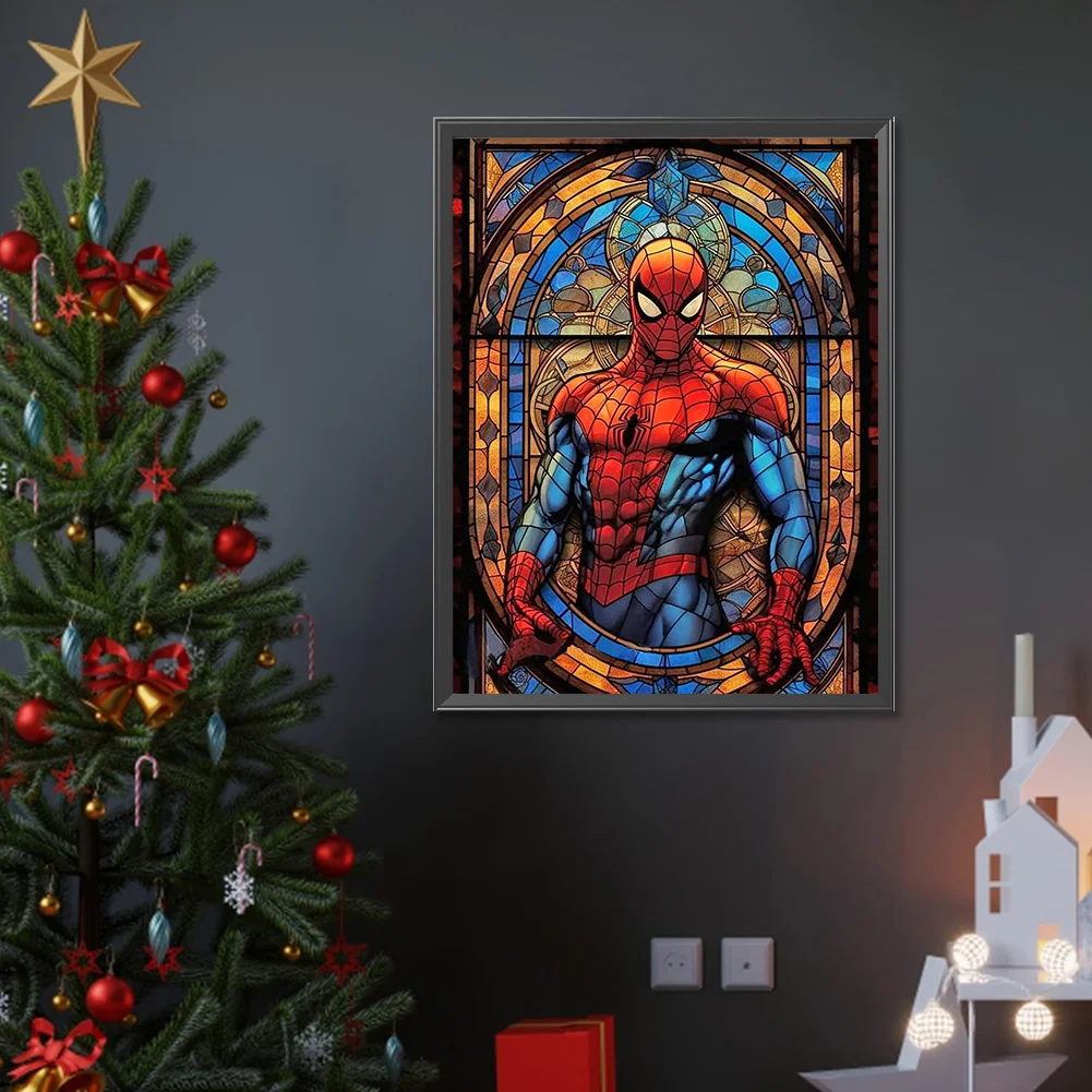 Diamond Painting - Full Round Drill - Stained Glass Spider Man(Canvas|30*40cm)