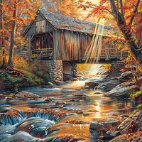 Covered Bridge in the Fall - Diamond Painting