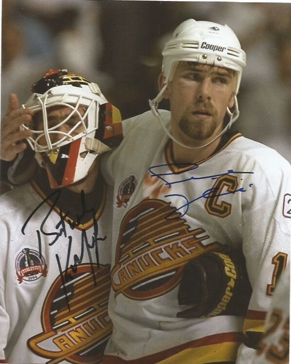 Vancouver Canucks Trevor Linden Kirk Mclean Signed Autographed 8x10 Photo Poster painting COA B