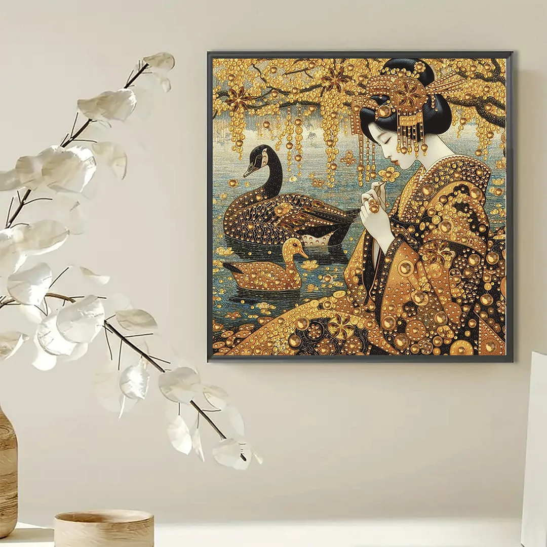 Diamond Painting - Partial Special Shaped Drill - Golden Geisha(Canvas|30x30cm)