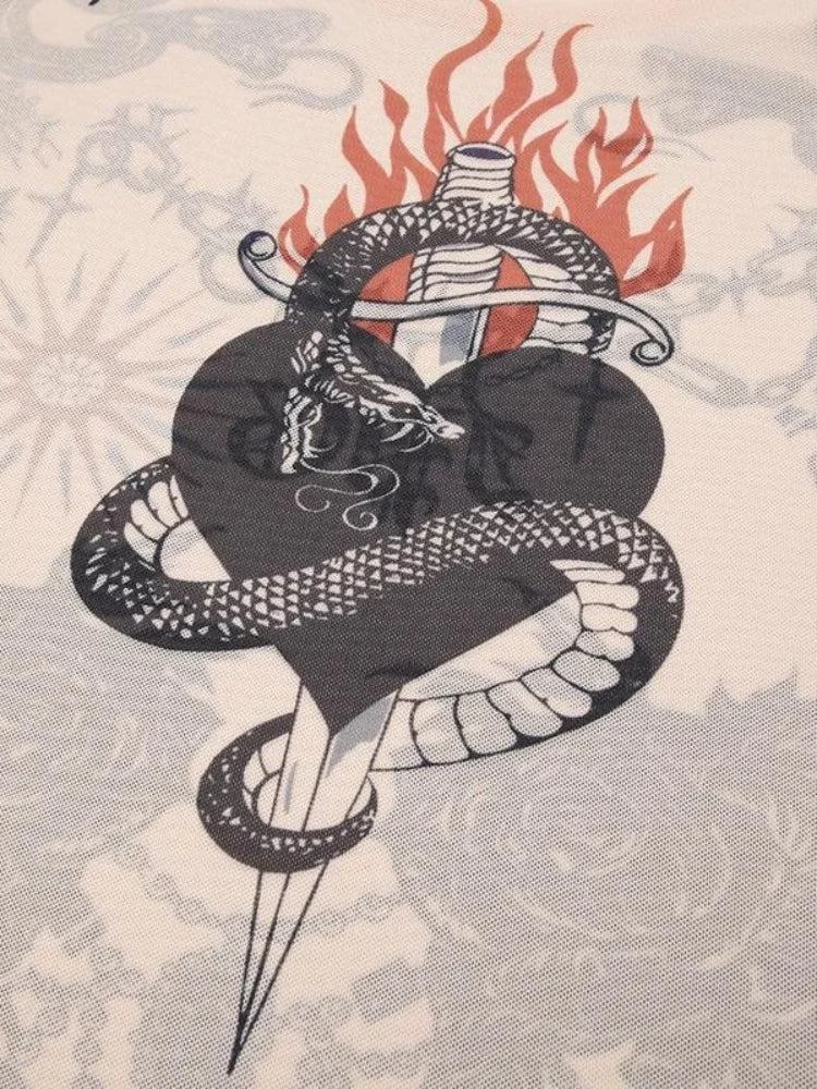 Brownm Mesh Tattoo Top