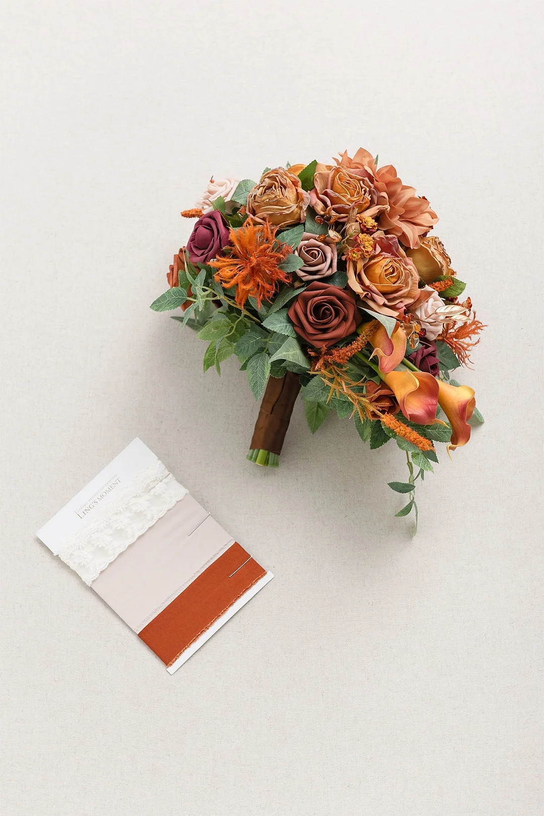 Standard Cascade Bridal Bouquet in Burnt Orange