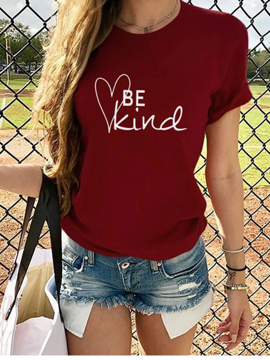 Round Neck Short Sleeves Printed T-shirt