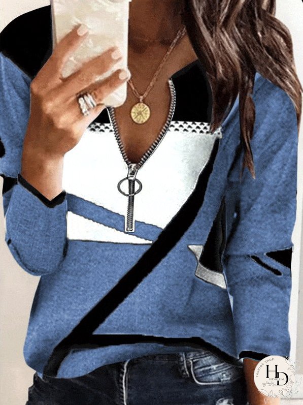 Trendy V-Neck Long Sleeve Top