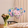 5D DIY Special Shaped Diamond Painting Christmas Hanging Wreath With Lamp String Kit
