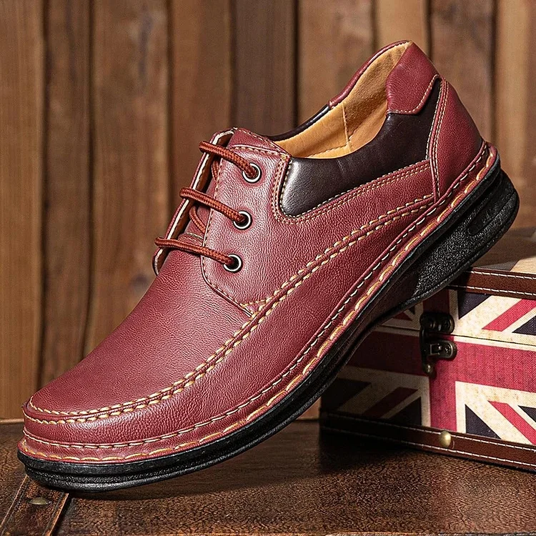 Red Platform Lace-Up Shoes For Men