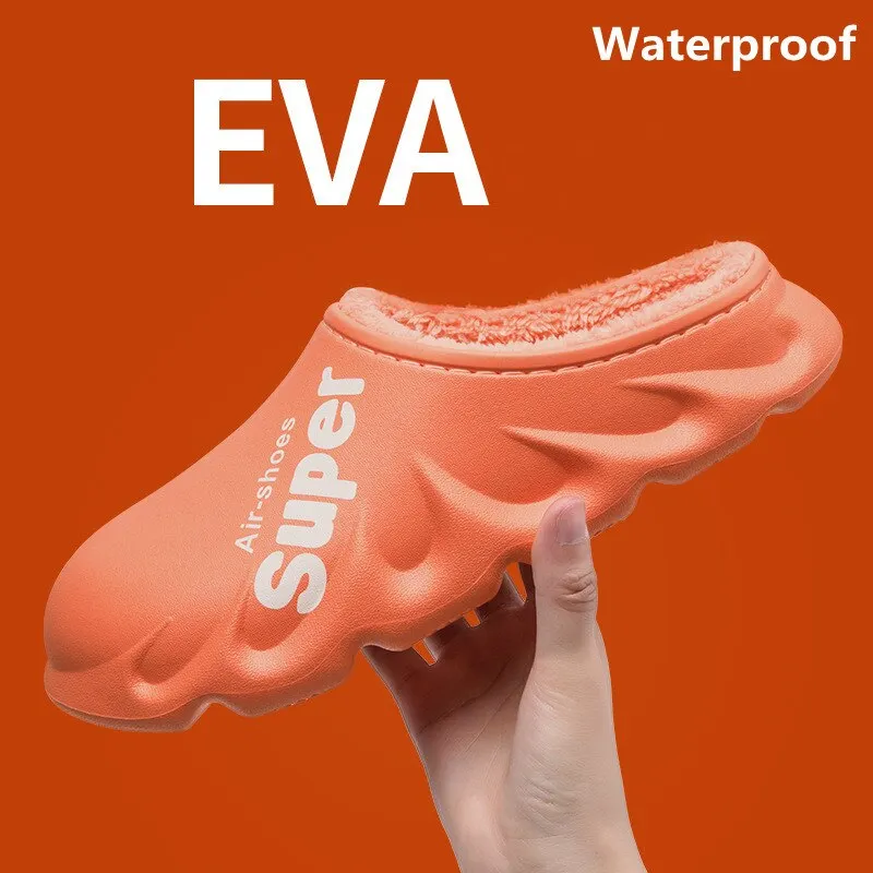 2021 Couples Winter Plush Slippers Warm Men Shoes Waterproof Autumn Women Non-Slip Cotton Indoor Cozy Home Thick Heel Slipper