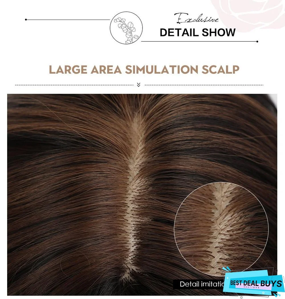 Gradient Highlight Gold Cartoon Long Straight Hair Headgear