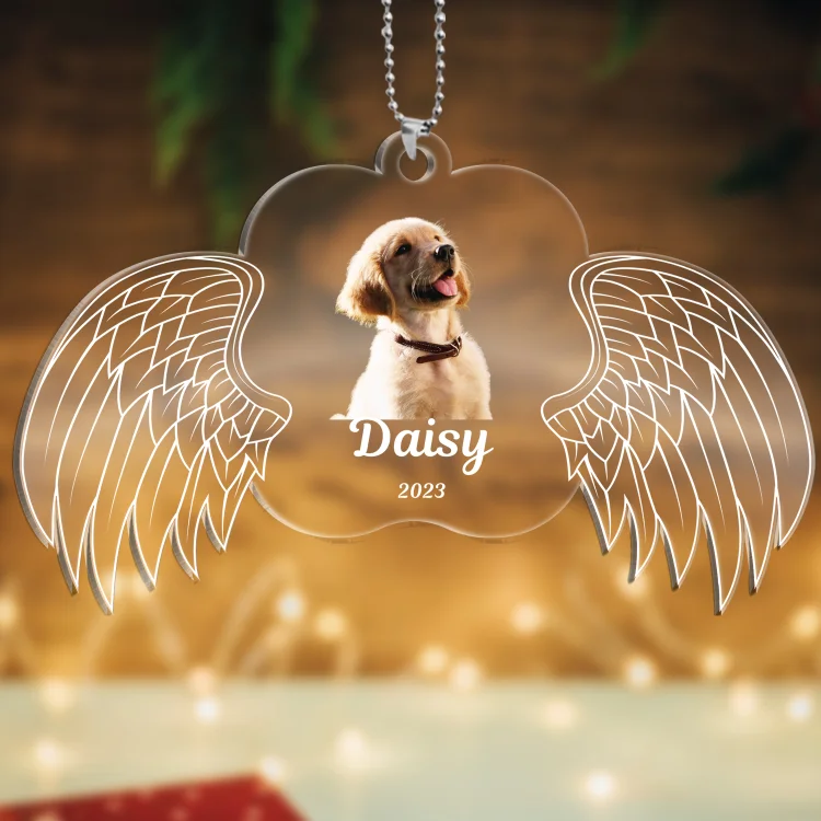 Personalized Pet Photo Christmas Ornament Customized Photo & Name Acrylic Hanging Ornament