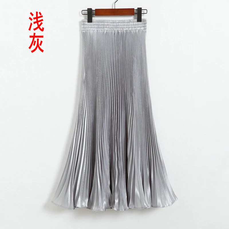 Nigikala Nigikala Luster Polyester Pressure Folded Half Skirt Original Single Long Skirt Silk Clear Silk #8035