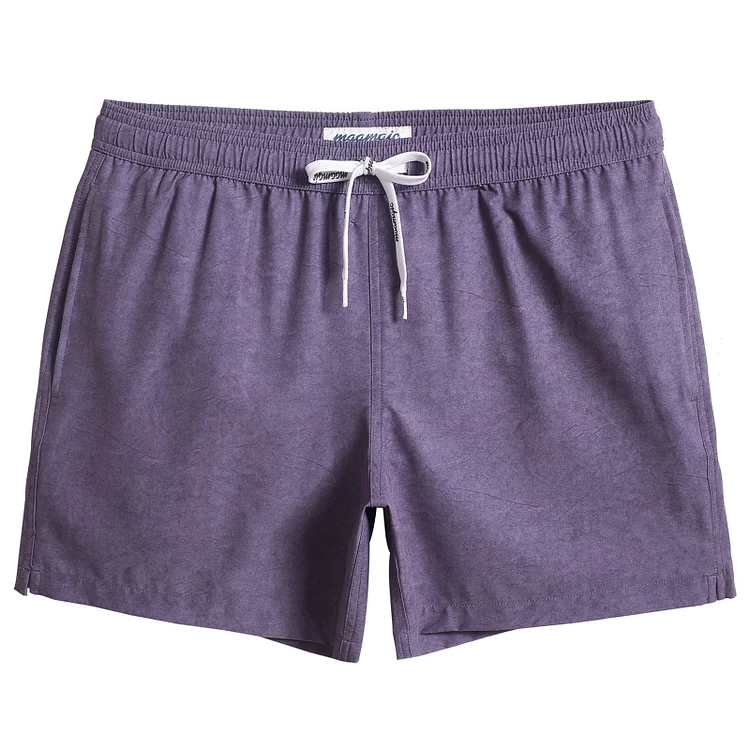5.5 Inch Inseam Stretch Solid Purple Swim Trunks