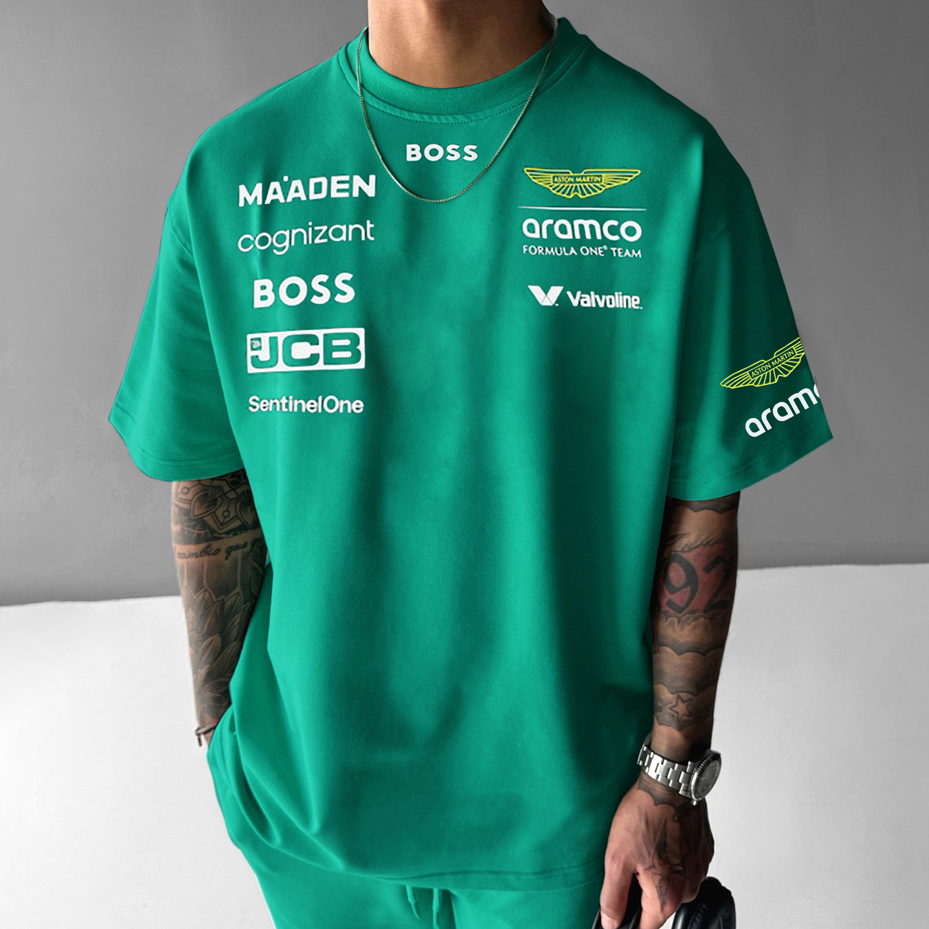 Men's Loose Racing Team Print Round Neck Casual T-shirt / TECHWEAR CLUB / Techwear