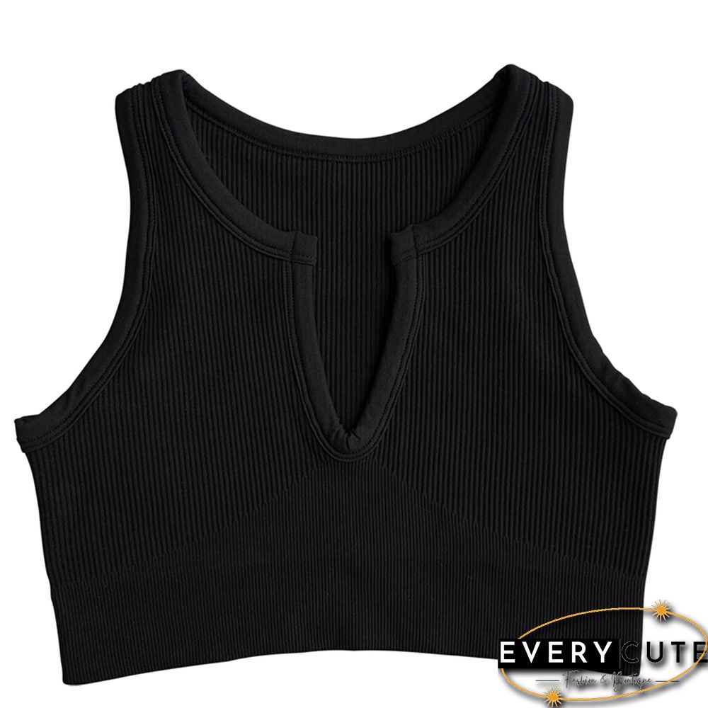 Black Seamless Sleeveless Sports Vest Bra