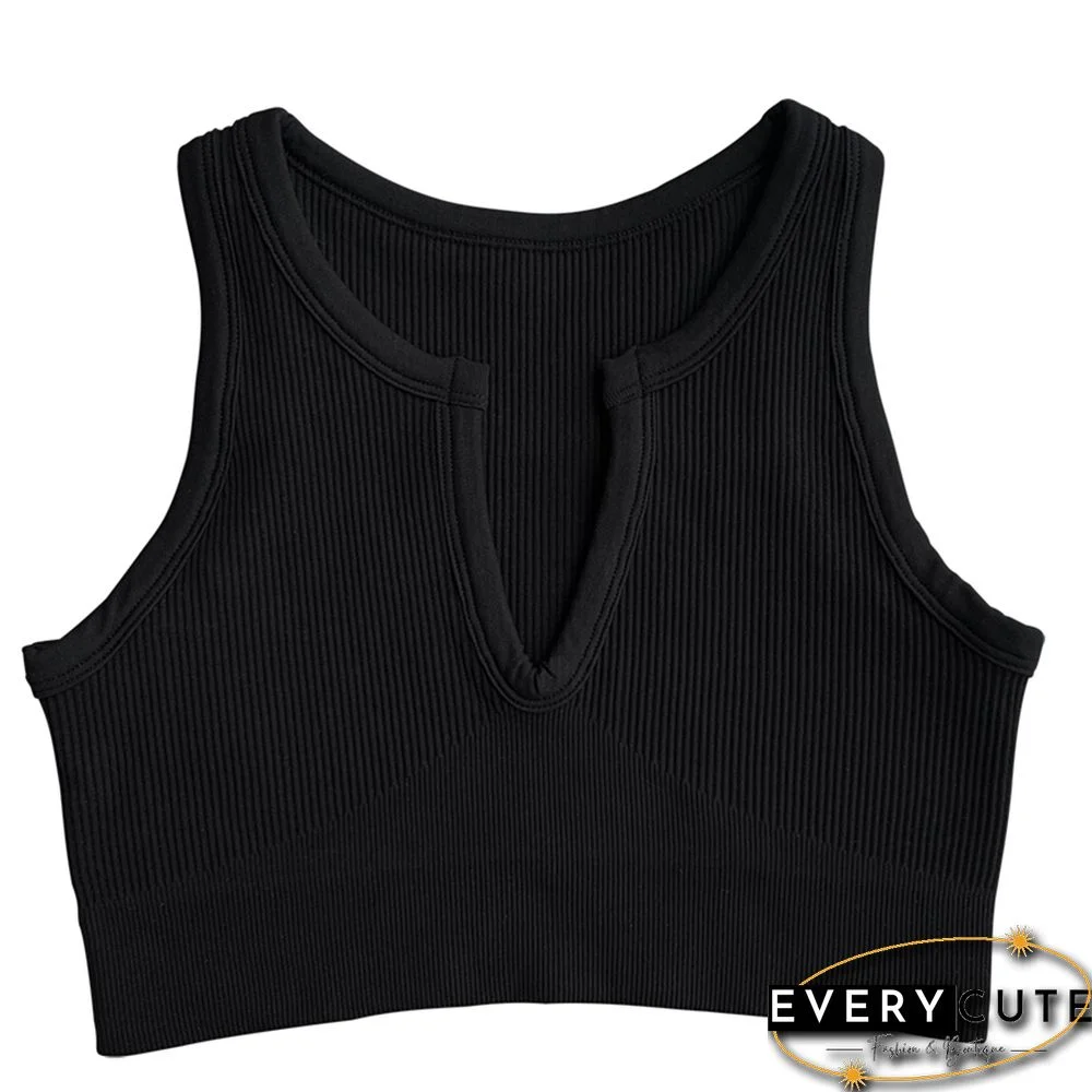 Black Seamless Sleeveless Sports Vest Bra