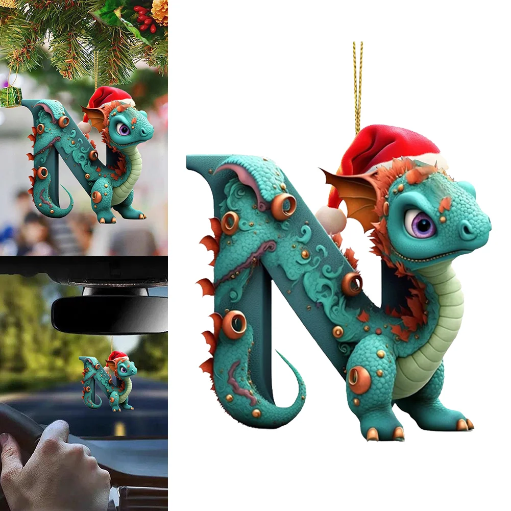 Christmas Cute Dragon Pendants Acrylic Letter Shaped Exquisite for Xmas Tree Car
