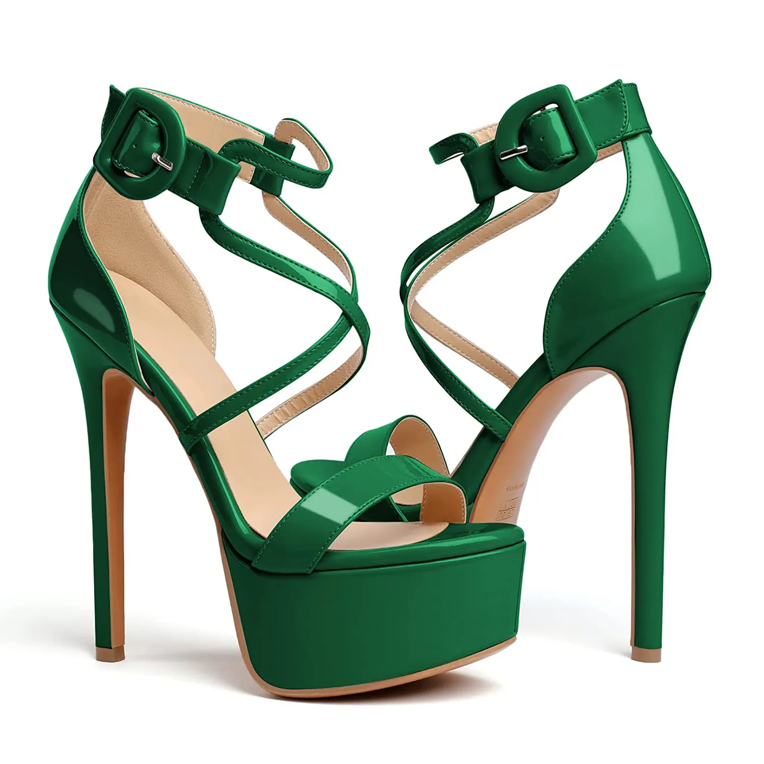 150mm Women's Platform Stiletto Open Toe Ankle Strap Crisscross Sandals-vocosishoes