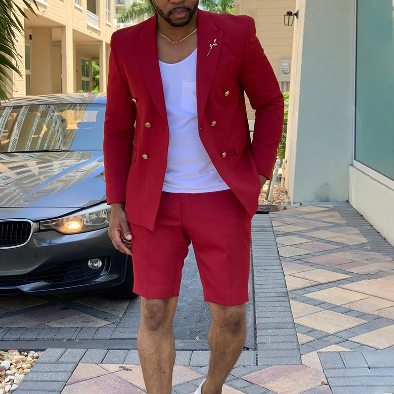 Men'S  Fashion Blazer And Shorts Two Piece Set