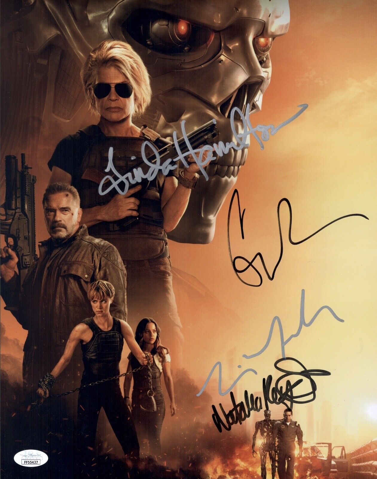 Linda Hamilton TERMINATOR DARK FATE CastX4 Signed 11x14 Photo Poster painting Autograph JSA COA