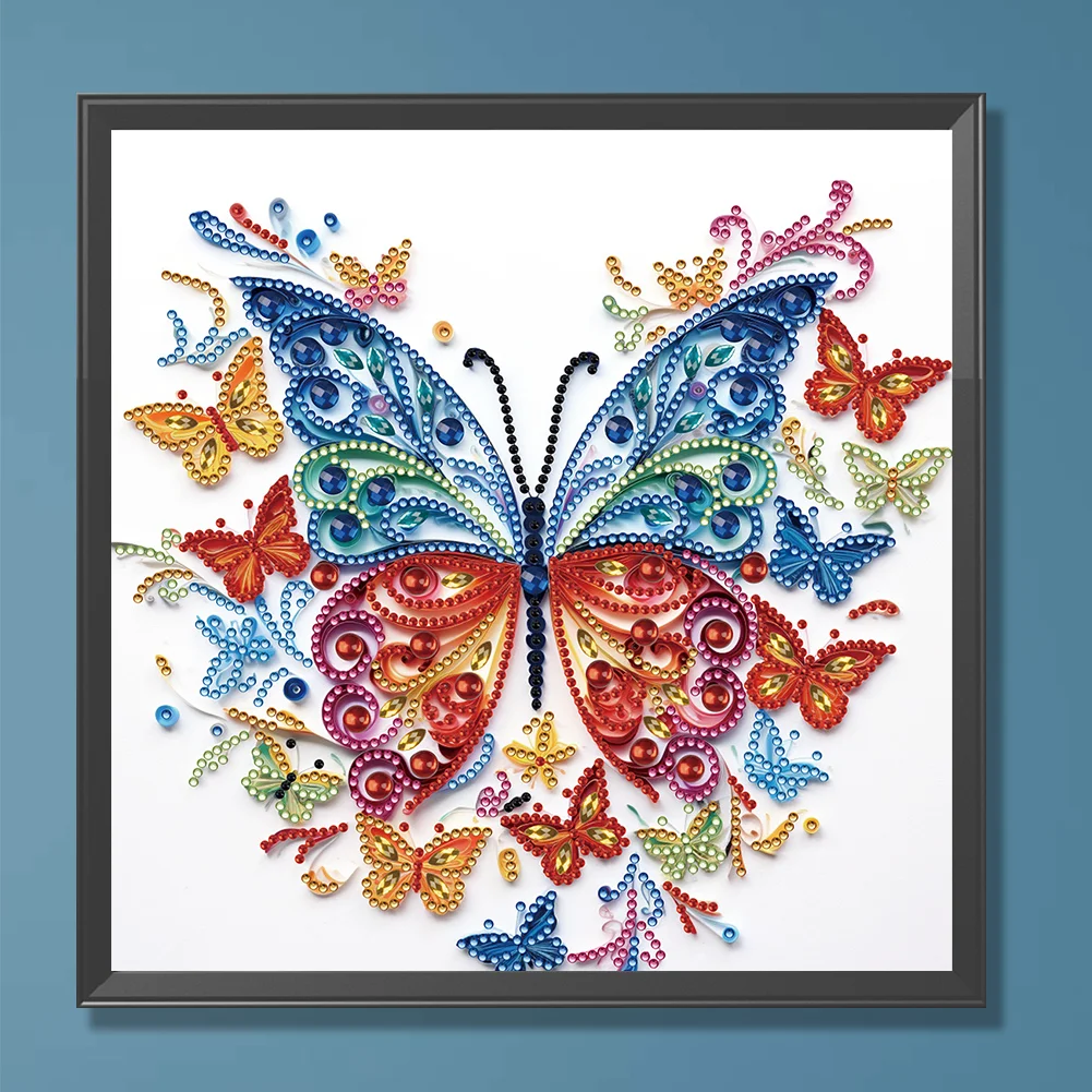 Diamond Painting - Partial Special Shaped Drill - Flower Butterfly(Canvas|30*30cm)
