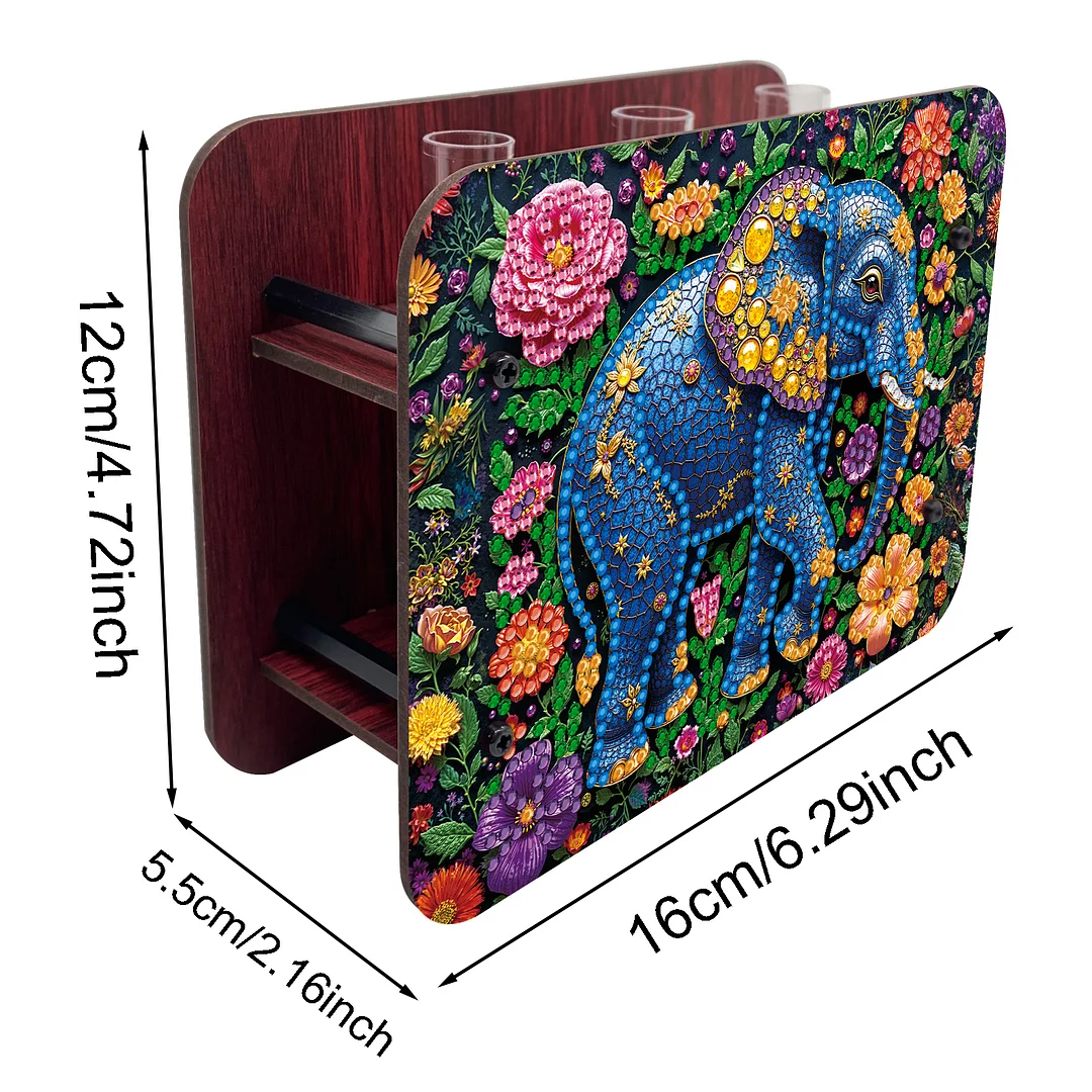 Elephant DIY Flower Vase Wooden Double Sided Desktop Diamond Art Kit Home Decor