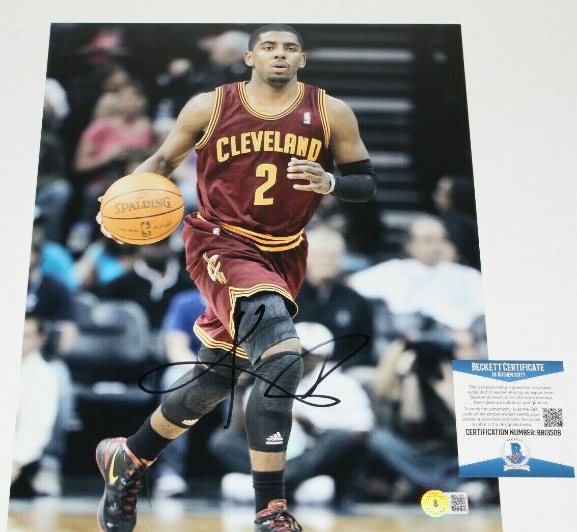 CAVALIERS KYRIE IRVING SIGNED 11x14 Photo Poster painting BECKETT COA CAVS BROOKLYN NETS DUKE AE