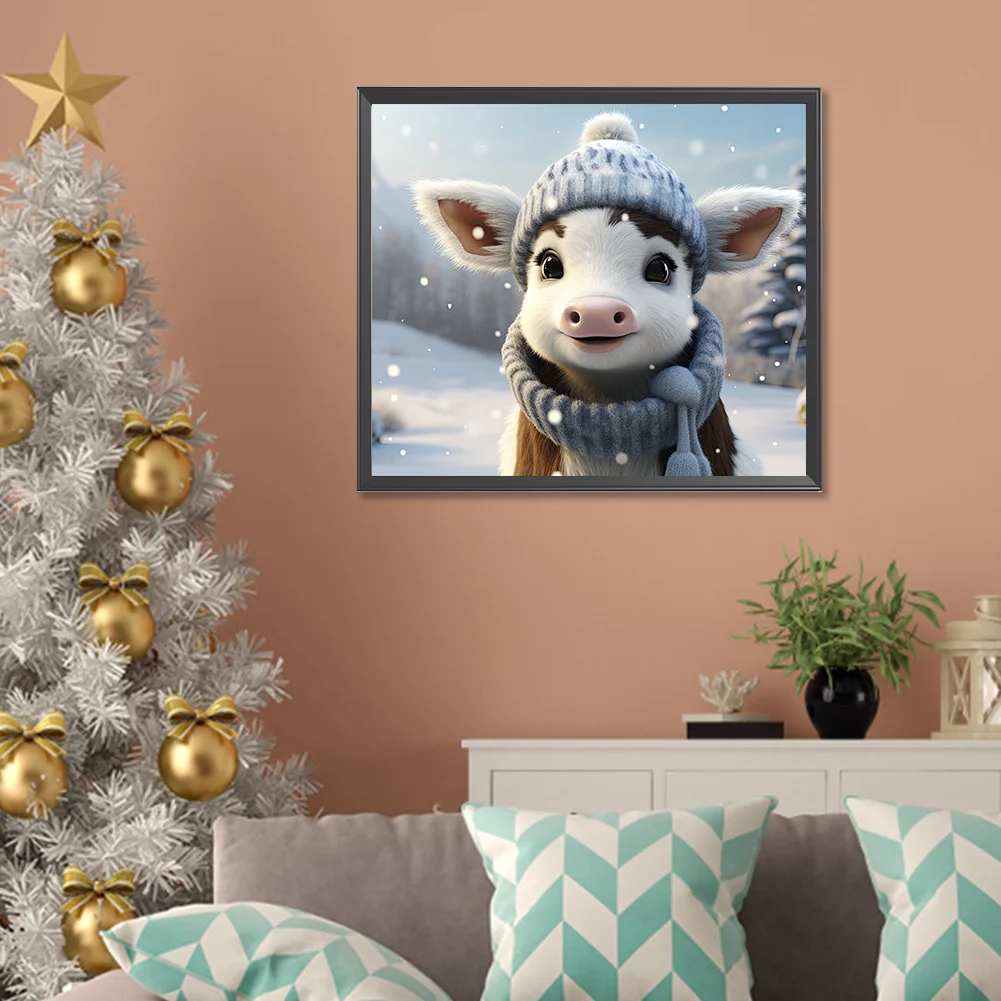 Diamond Painting - Full Round Drill - Winter Cow(Canvas|35*30cm)