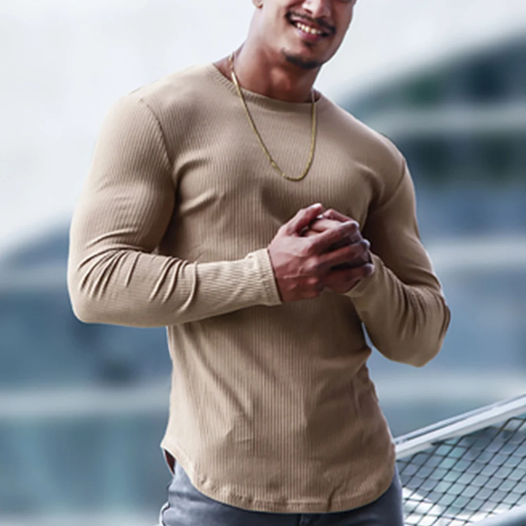 Men's Stretch Slim Fit Casual Long Sleeve T-Shirt