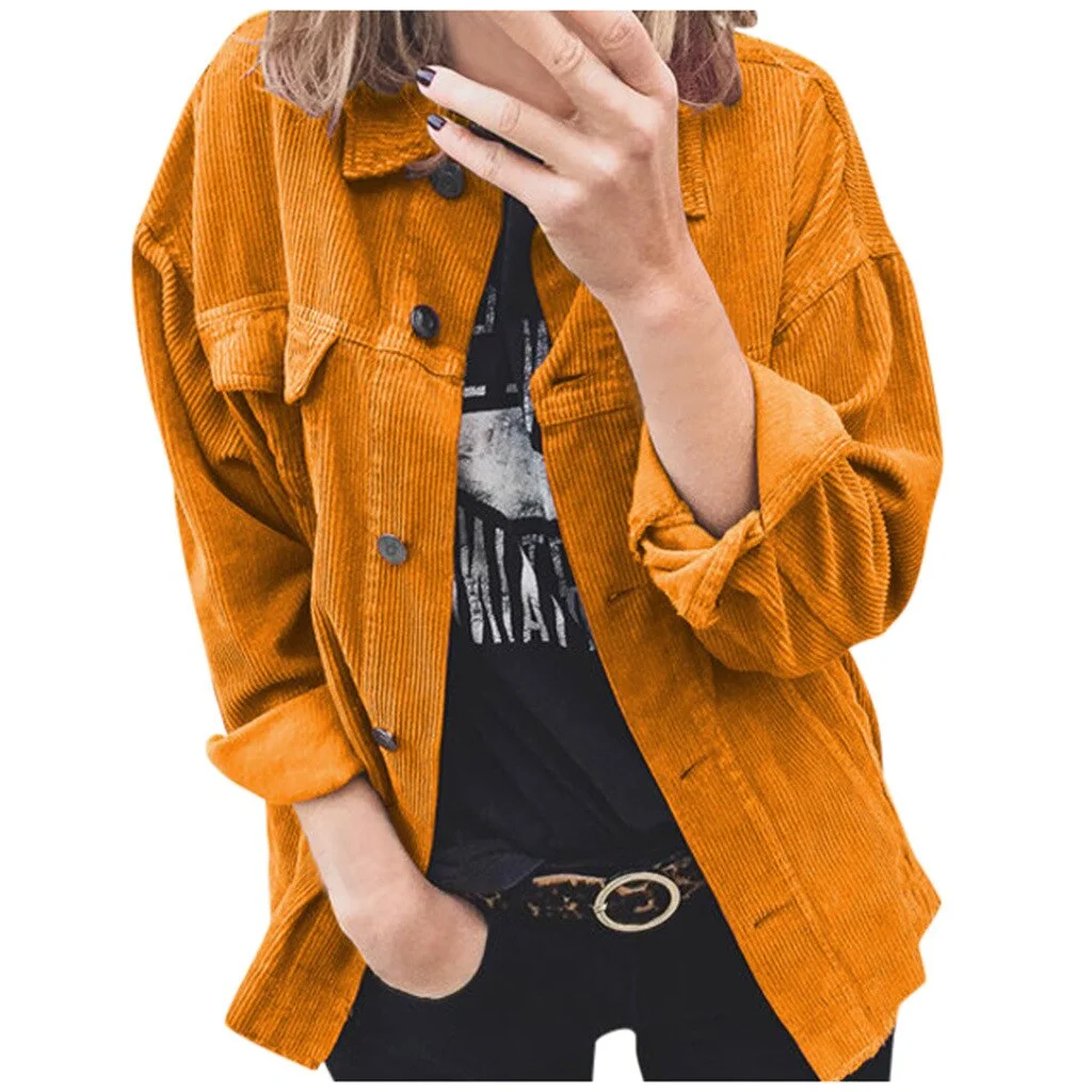 PENERAN 2022 European and American women autumn and winter new style ladies jacket jacket corduroy button casual shirt