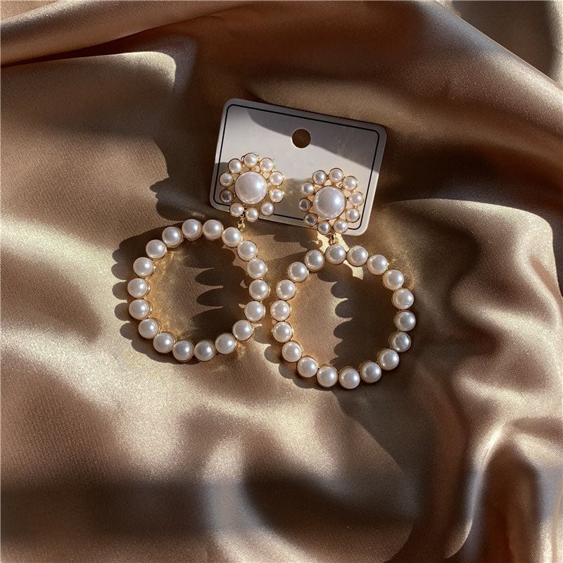 Exaggerated s925 sterling silver pearl earrings