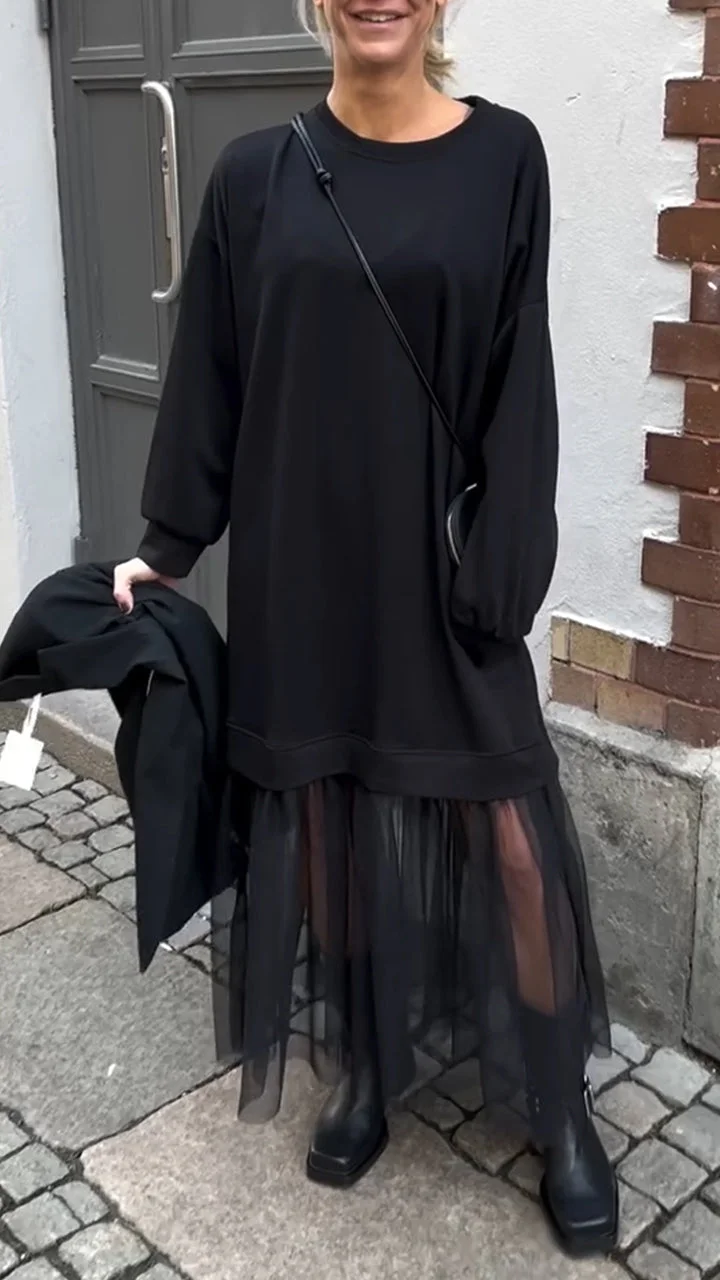 Women's Round Neck Lace Stitching Casual Dress