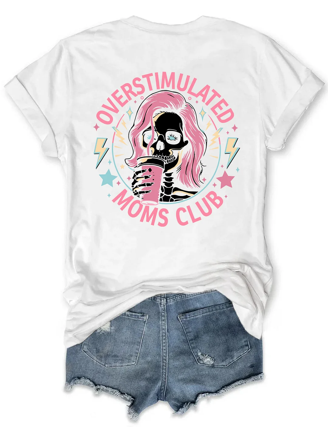 Skeleton Overstimulated Mom Club T-shirt