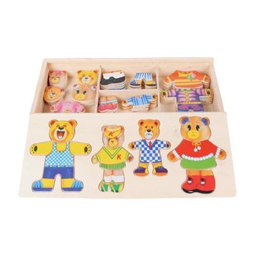 Bear Family Change Clothes Wooden Toy-Mayoulove