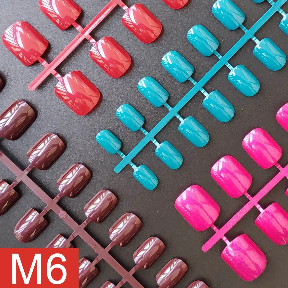 4 Sets/lot Mixed Colors False Nail Tips Short Full Cover Square Fake Nails Comfortable Multicolor Press On Nails Nail DIY-Nail Inspo