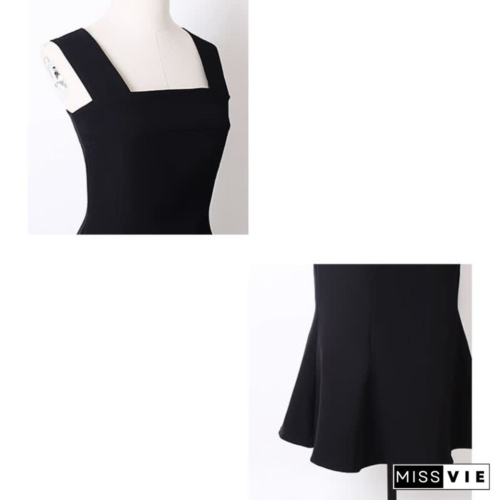 Chic Stripe Colorblock Sweater A-line Fishtail Slip Dress