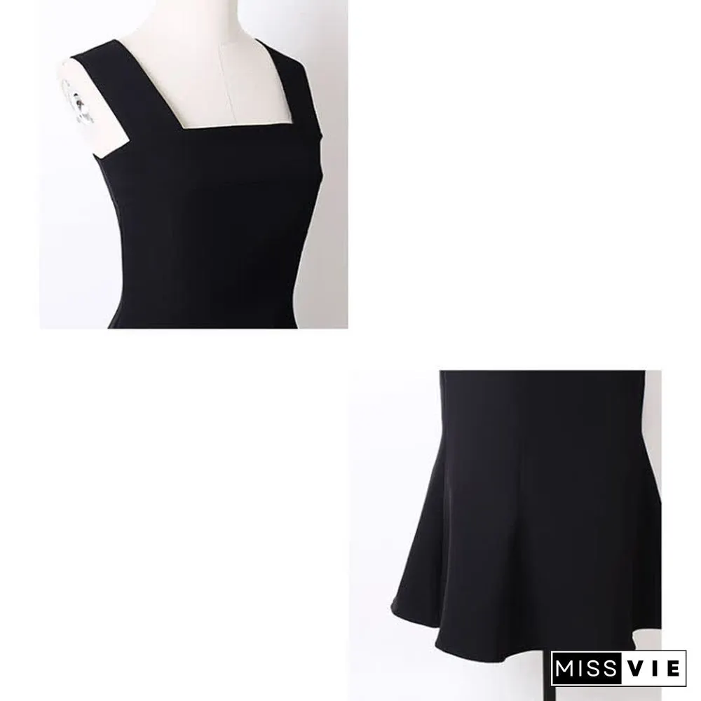 Chic Stripe Colorblock Sweater A-line Fishtail Slip Dress