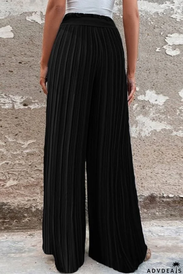 Pleated drape wide-leg pants