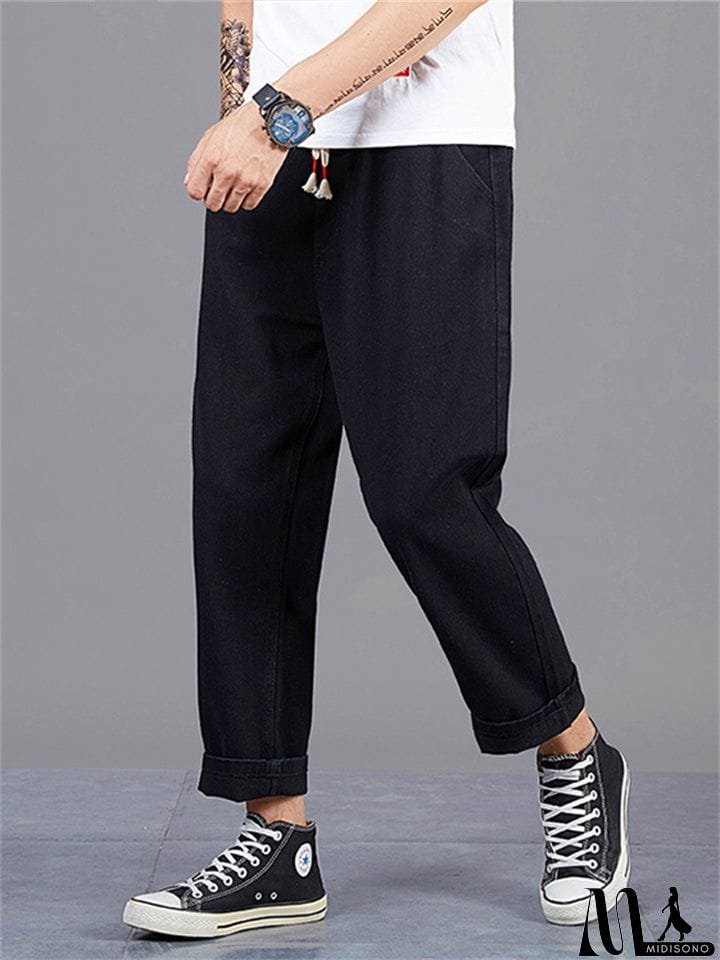 MidiSono - Fashion Men Straight-Leg Loose Casual Long Harem Pants