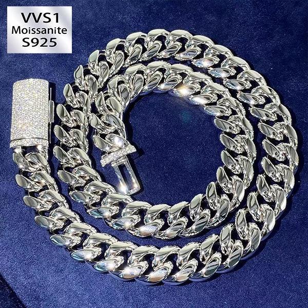 8mm VVS Moissanite Buckle Cuban Necklace